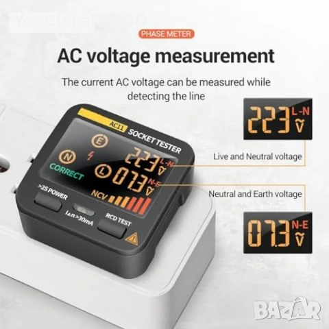 DollaTek AC11 LED тестер за контакти 0.1–250V, снимка 2 - Друга електроника - 53442135