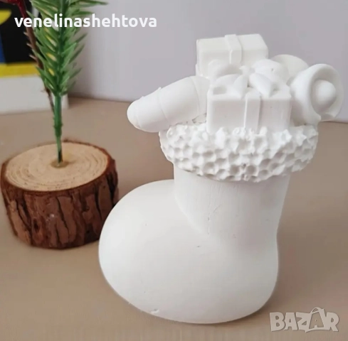 3D Голям ботуш с подаръци силиконов молд форма свещи гипс сапун смола фондан шоколад , снимка 3 - Форми - 52267341