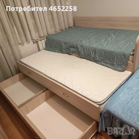 Двойно детско легло с издърпване и място за съхранение, снимка 4 - Мебели за детската стая - 52508939