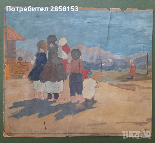 Стара картина гваш на худ. Атанас Михов 1879-1975 г.