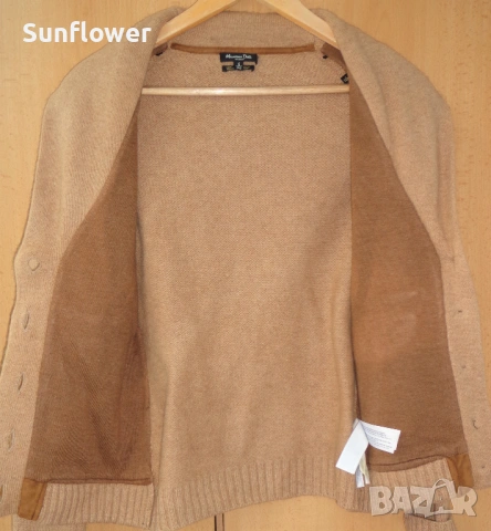 Жилетка Massimo Dutti от бежова камилска вълна и велур, размер S , снимка 3 - Жилетки - 53852998