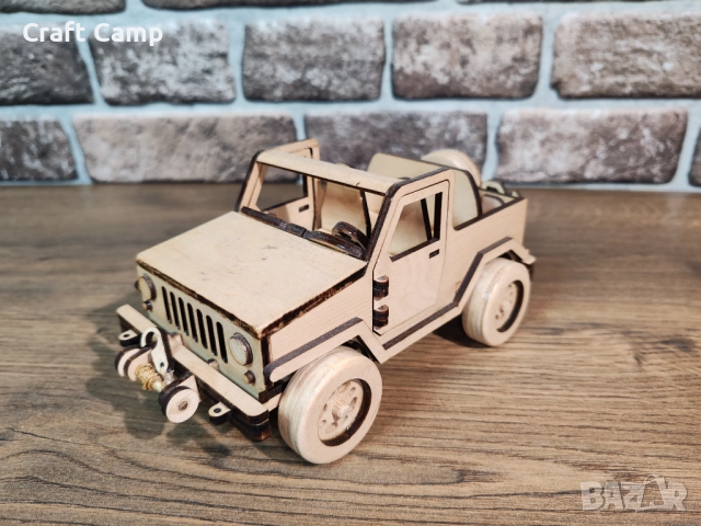 Дървен модел на Джип и Каравана – Craft Camp, снимка 11 - Коли, камиони, мотори, писти - 52738202