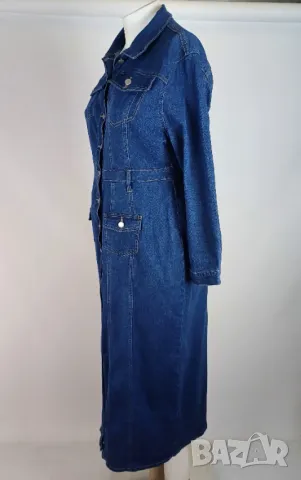 XXL Дълга еластична дънкова рокля, снимка 2 - Рокли - 50254326