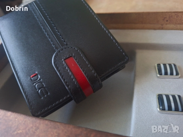 Мъжки портфейл DICE естествена кожа с ръкавели, снимка 5 - Портфейли, портмонета - 52918953