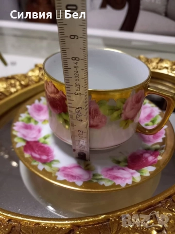 Старинен сет чаша с чиния, снимка 5 - Антикварни и старинни предмети - 52068817