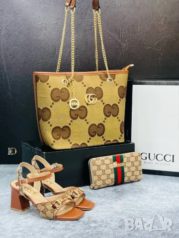 дамски сандали на ток, чанта / раница и портмоне gucci , снимка 9 - Чанти - 46941108