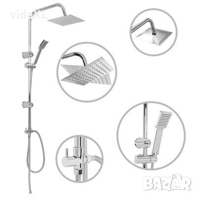 vidaXL Душ комплект с пита и ръчен душ, неръждаема стомана(SKU:145055, снимка 1 - Други - 45088900