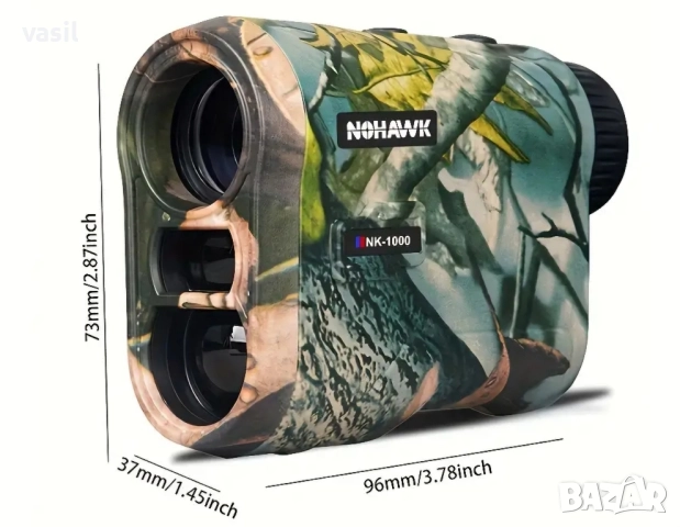 Лазерен Далекомер Nohawk NK-1000 - 1000м, 6X Увеличение, Акумулаторна Батерия, Камуфлаж