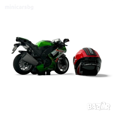 Метални модели спортен мотор 1:14 със стойка и моторист – с кутия, снимка 7 - Колекции - 52633379