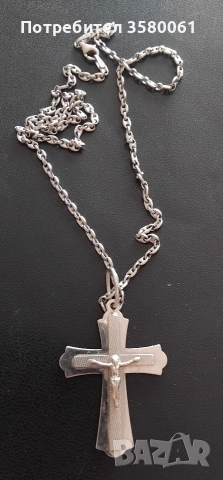 Сребърни сенжир с кръст 