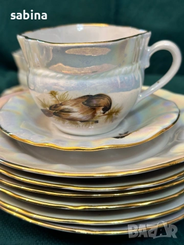 Руски порцелан-нов рядък сервиз Птици, Коростен, СССР, снимка 8 - Сервизи - 54089690