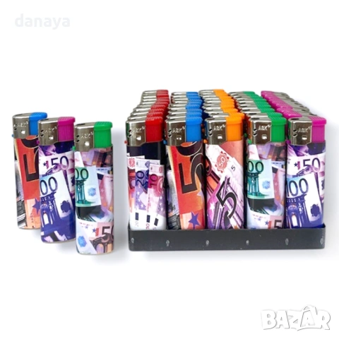 6326 Пиезо запалка с декор евро банкноти