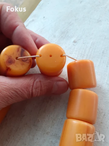 Огромна броеница от каталин 33 зърна + поп жълта с дамари, снимка 3 - Антикварни и старинни предмети - 51205384