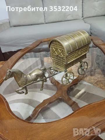 Бронзов кон и кола, снимка 8 - Антикварни и старинни предмети - 53306054