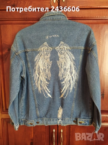 Дамско дънково яке с апликация на гърба , снимка 2 - Якета - 53148652