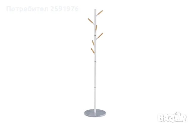 Модерна закачалка Puzzle-home Ponziele, Метал, Бял, D37x174cm, снимка 1