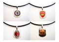 Медальон,плочка медицинска стомана и естествена кожа, Манчестър,Арсенал,Челси,Милан,Барселона