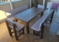 К-т дървена маса две пейки и два стола от БУК, снимка 1