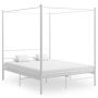 vidaXL Рамка за легло с балдахин, бяла, метал, 160x200 см（SKU:284472, снимка 1 - Спални и легла - 45556997
