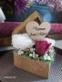 Дървена кутия сърце със сапунен божур и рози за 8-ми Март, снимка 2