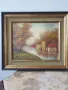 38x33см/2бр стари картини масло върху платно/пейзажи/картина в дървена рамка, снимка 6