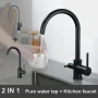 Techzm кухненски смесител 3 в 1 с изход за питейна филтрирана вода, черен, снимка 5