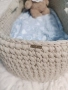 Ръчно изплетено бебешко кошче тип Мойсей 70 см с матраче, снимка 3