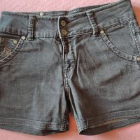 къси дънкови панталони цвят графит, снимка 1 - Къси панталони и бермуди - 45252834