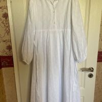 Нова дълга елегантна бяла 100% памук памучна рокля ажурена ажур дантела за бременни фотосесия , снимка 10 - Рокли - 45888347
