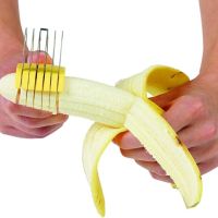 Функционална стоманена резачка за банани, резачка за плодове с ергономична дръжка, снимка 2 - Аксесоари за кухня - 45673234