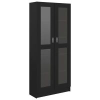 vidaXL Шкаф витрина, черен, 82,5x30,5x185,5 см, ПДЧ(SKU:802769, снимка 1 - Шкафове - 45186024