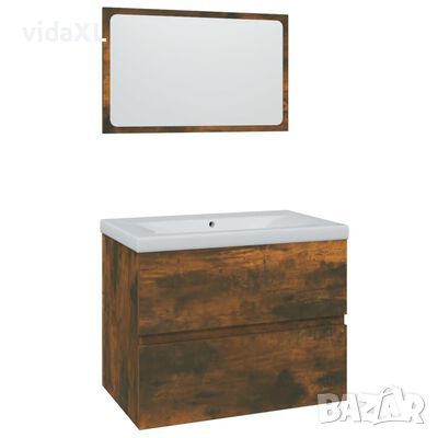 vidaXL Комплект мебели за баня, опушен дъб, инженерно дърво, снимка 1