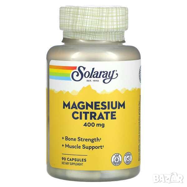 Solaray Магнезиев цитрат, 400 mg, 90 капсули, снимка 1