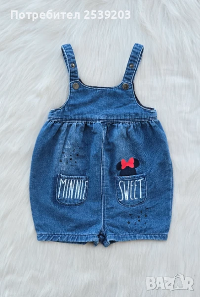 Детски дънков гащеризон Мини Маус 6-9-12месеца, снимка 1