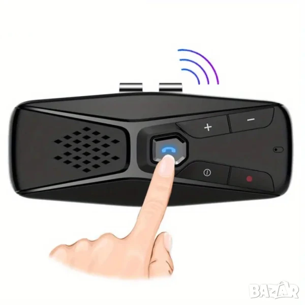 Хендсфри автокомплект с говорител и микрофон, автоматично свързване и изключване и щипка за сенник, снимка 1