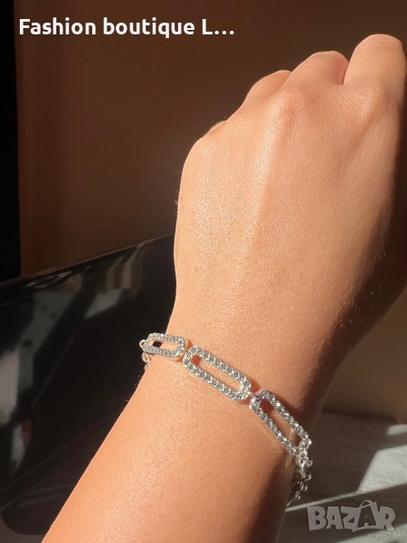 Сребриста гривна с блестящи камъчета ❤️, снимка 1