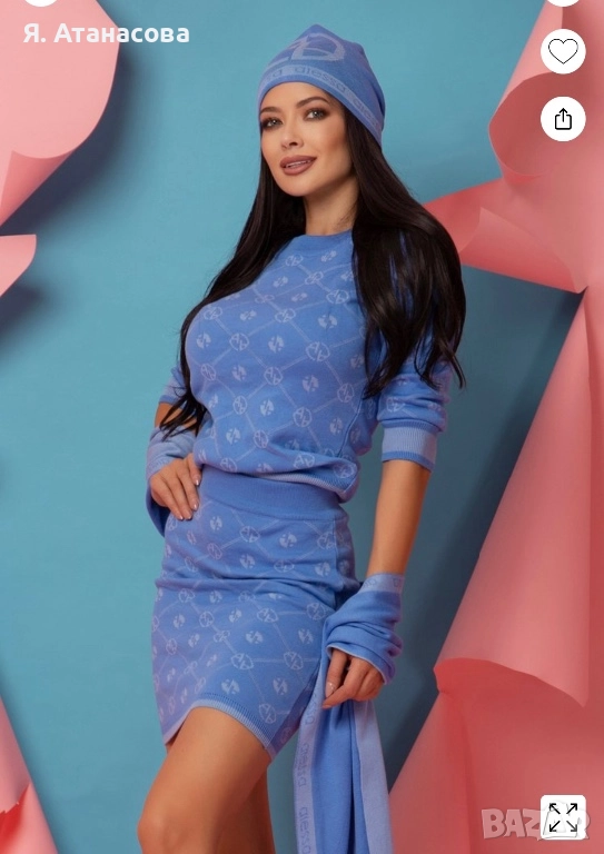 Пуловер 3/4 ръкав Alessa - син - S размер, снимка 1