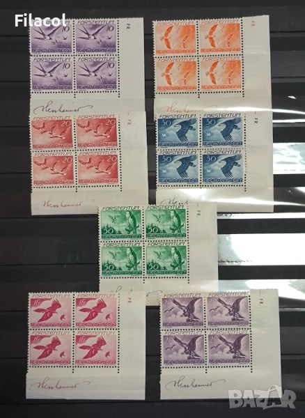 Лихтенщайн 1939 г. Фауна Птици, пълна серия MNH карета, снимка 1