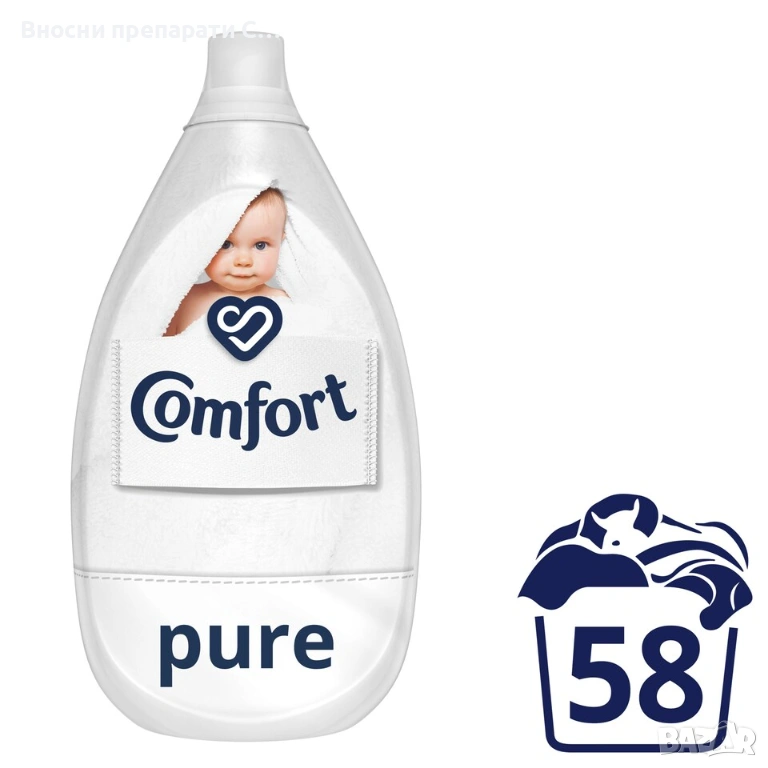 Comfort Pure Ultra омекотител концентрат 58 пранета 870 мл. Комфорт, снимка 1