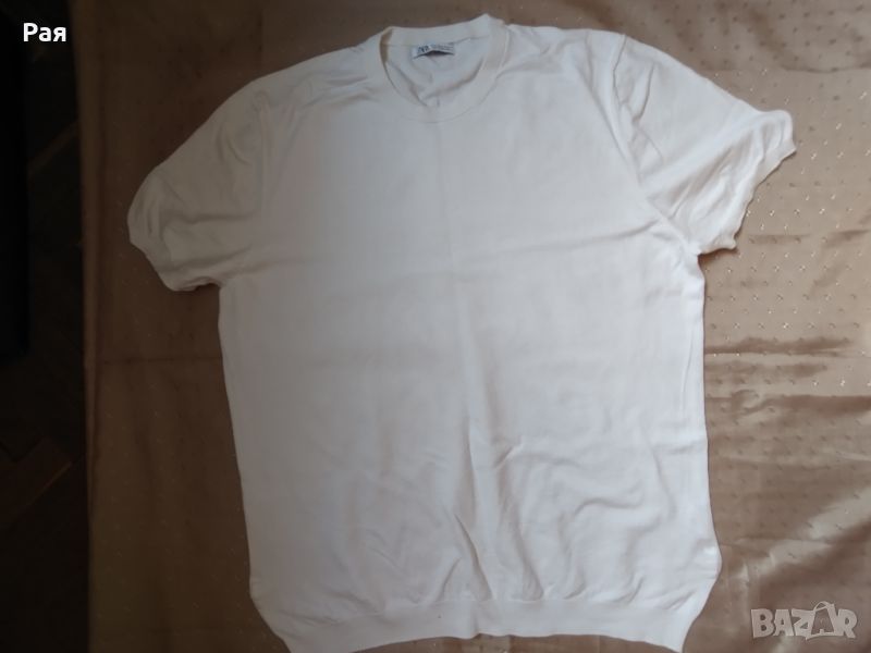 Бяла блуза zara с къс ръкав по плътна , снимка 1