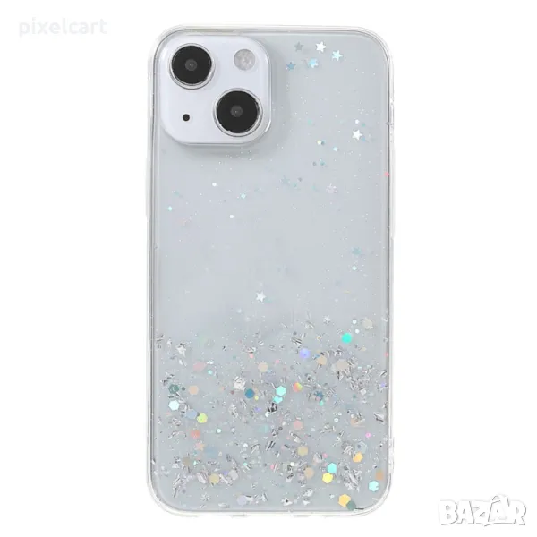 Силиконов калъф Sparkle Starry Sky за iPhone 13 mini, Прозрачен, снимка 1