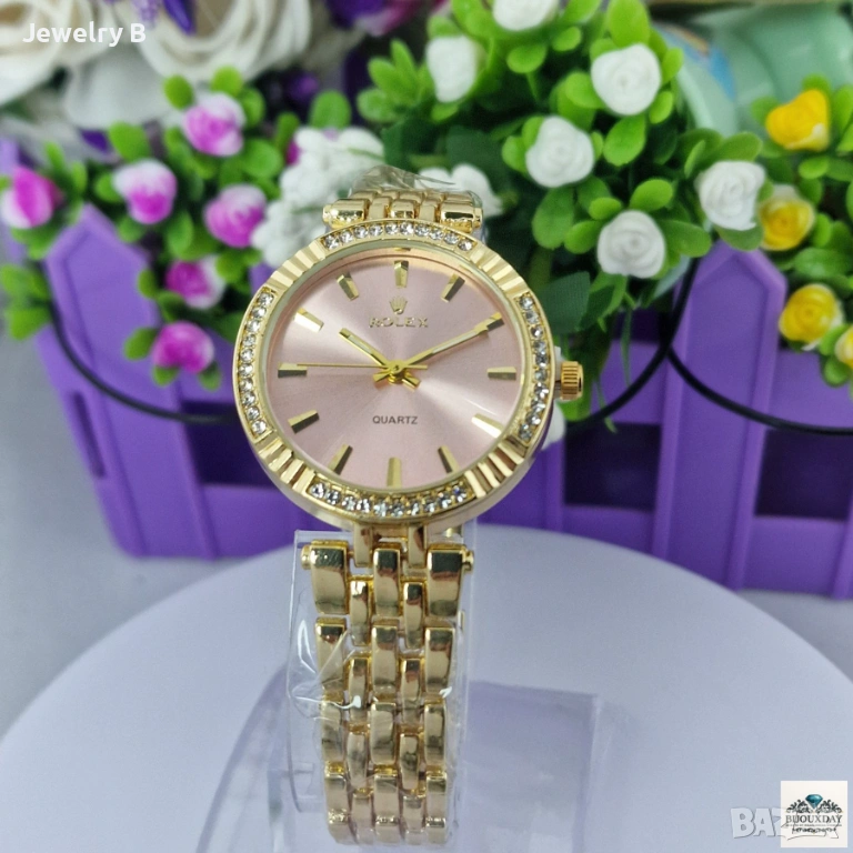 Дамски часовник ROLEX – златист с розов циферблат, снимка 1