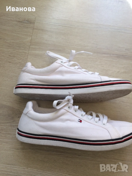 Бели дамски гуменки tommy hilfiger №38., снимка 1