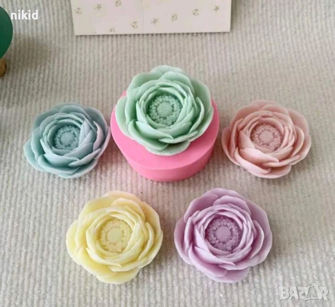 3D Голям мак божур цвете силиконов молд форма декорация торта фондан шоколад сапун гипс свещ, снимка 1