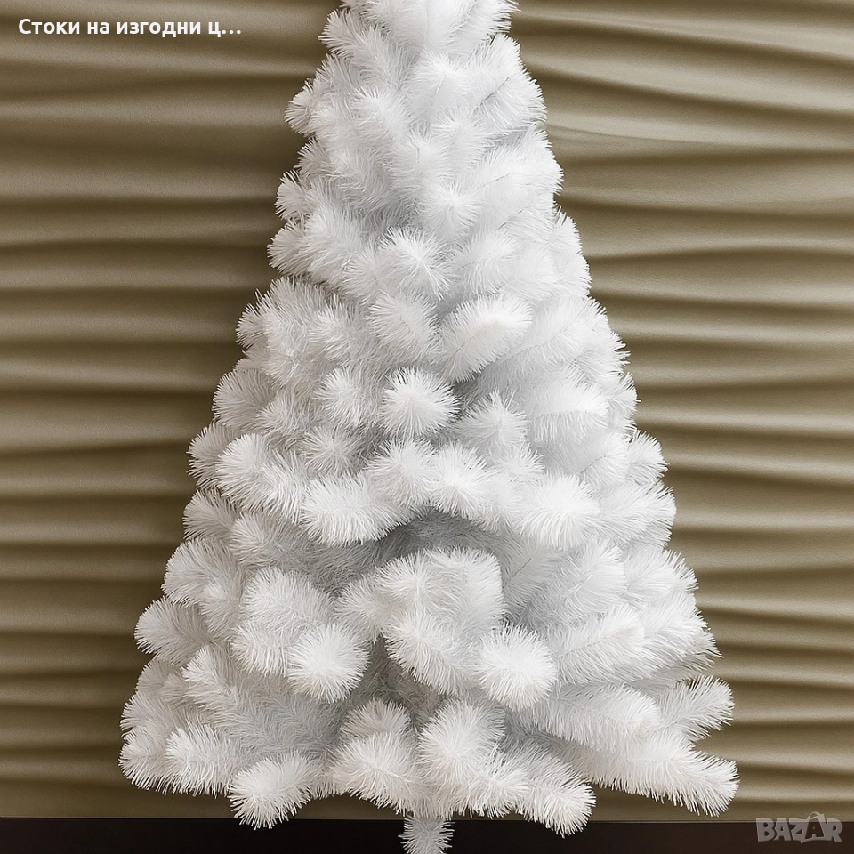 Изкуствена коледна елха в бяло – пухкав снежен ефект, снимка 1