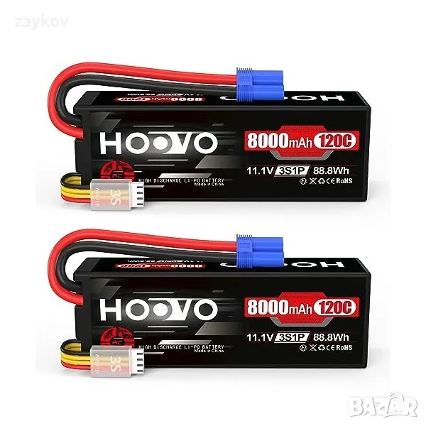 HOOVO 3S Lipo батерия 11.1V 8000mAh 120C с твърд калъф с EC5 конектор, снимка 1