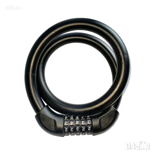 Заключващо устройство / Катинар за велосипед с код 80см/18мм, Черно, снимка 1