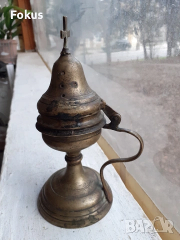 Старо възрожденско масивно и тежко бронзово кандило кадило, снимка 2 - Антикварни и старинни предмети - 53443919