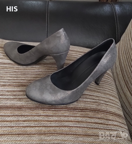 Ecco елегантни дамски обувки с ток, нови, 36 номер, естествена кожа, сиви, снимка 4 - Дамски елегантни обувки - 39868851