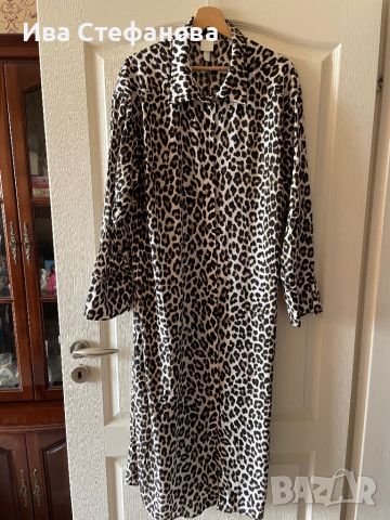 Нова ежедневна дълга елегантна леопардова тигрова рокля риза hm h&m вискоза , снимка 2 - Рокли - 45863584
